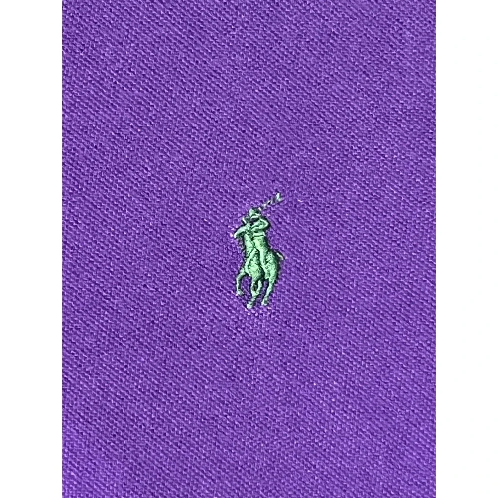 Polo Ralph Lauren Mens Classic Fit Purple Short Sleeve Polo Shirt Green Pony L